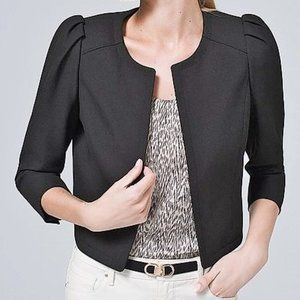 White House Black Market - Black Crop Puff-Sleeve Jacket - Size 2